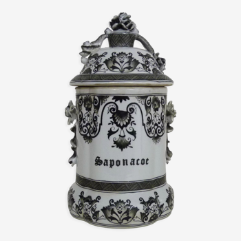 Ancien pot d'apothicaire en porcelaine Saponacoe, peint à la main, XIXème
