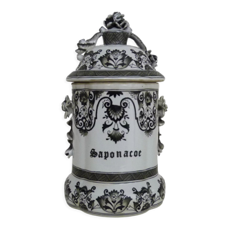 Ancien pot d'apothicaire en porcelaine Saponacoe, peint à la main, XIXème