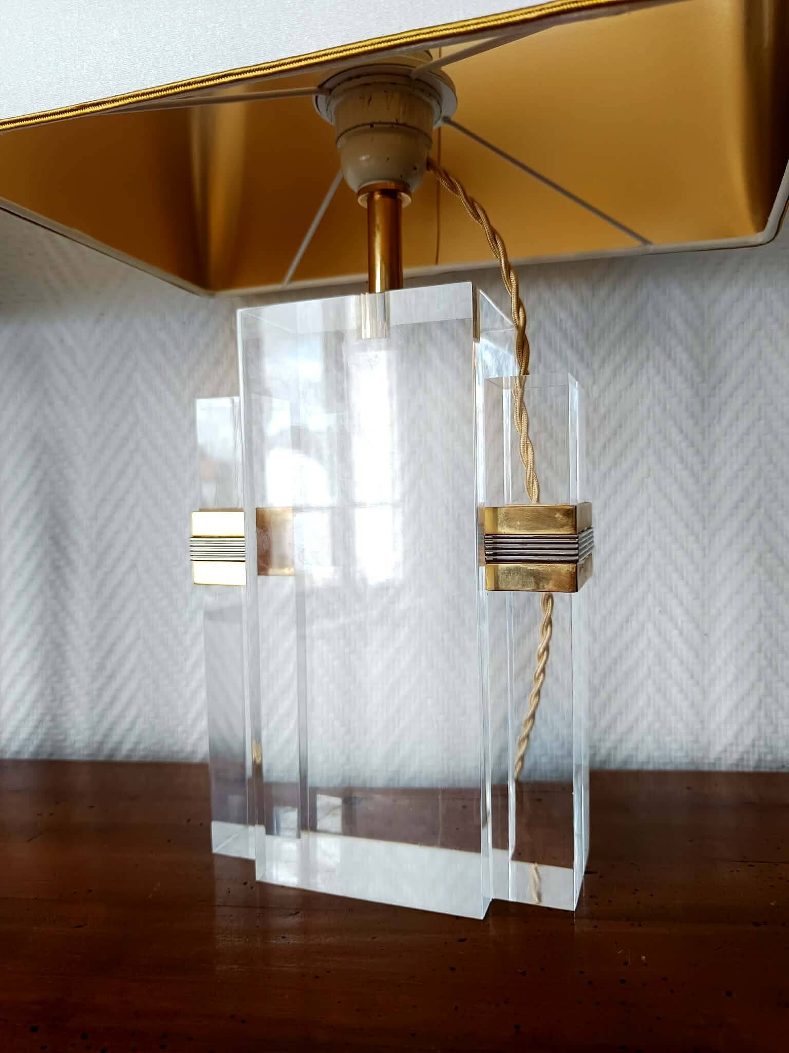 Pair of plexiglass lamps Hollywood Regency 1970