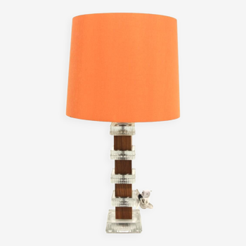 Rosewood and glass table lamp, Sweden, 1960s