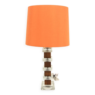Rosewood and glass table lamp, Sweden, 1960s