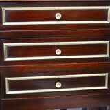 Pair of Mahogany Nightstands with White Carrara Marble in Louis XVI Style
