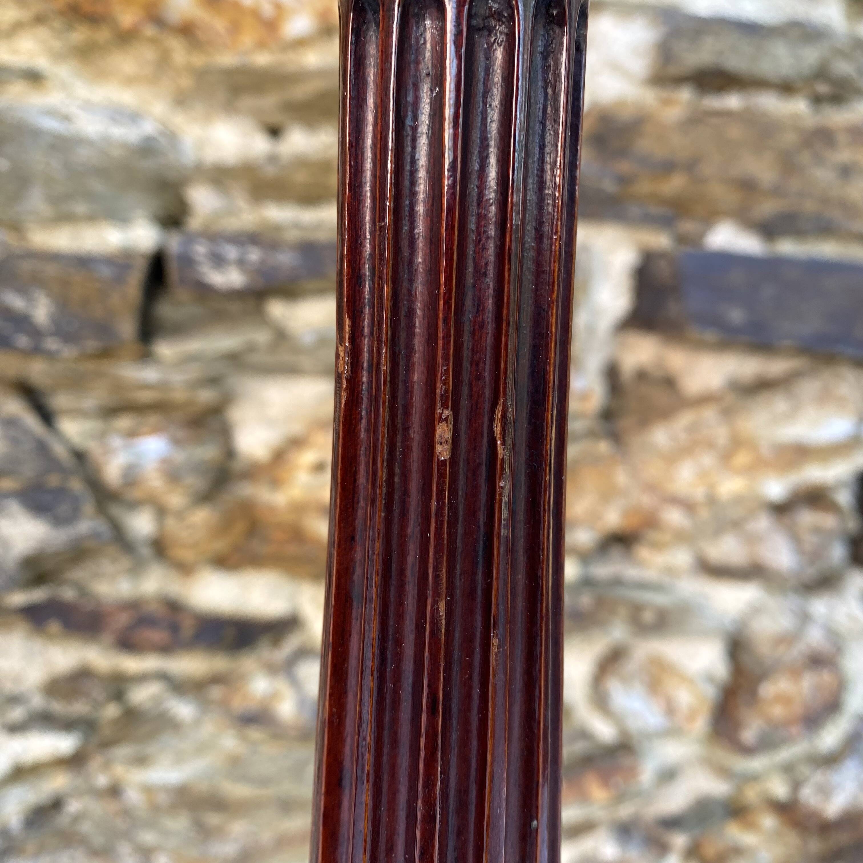 Pair of large retro lamps with wooden column base 72 cm