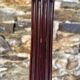 Pair of large retro lamps with wooden column base 72 cm