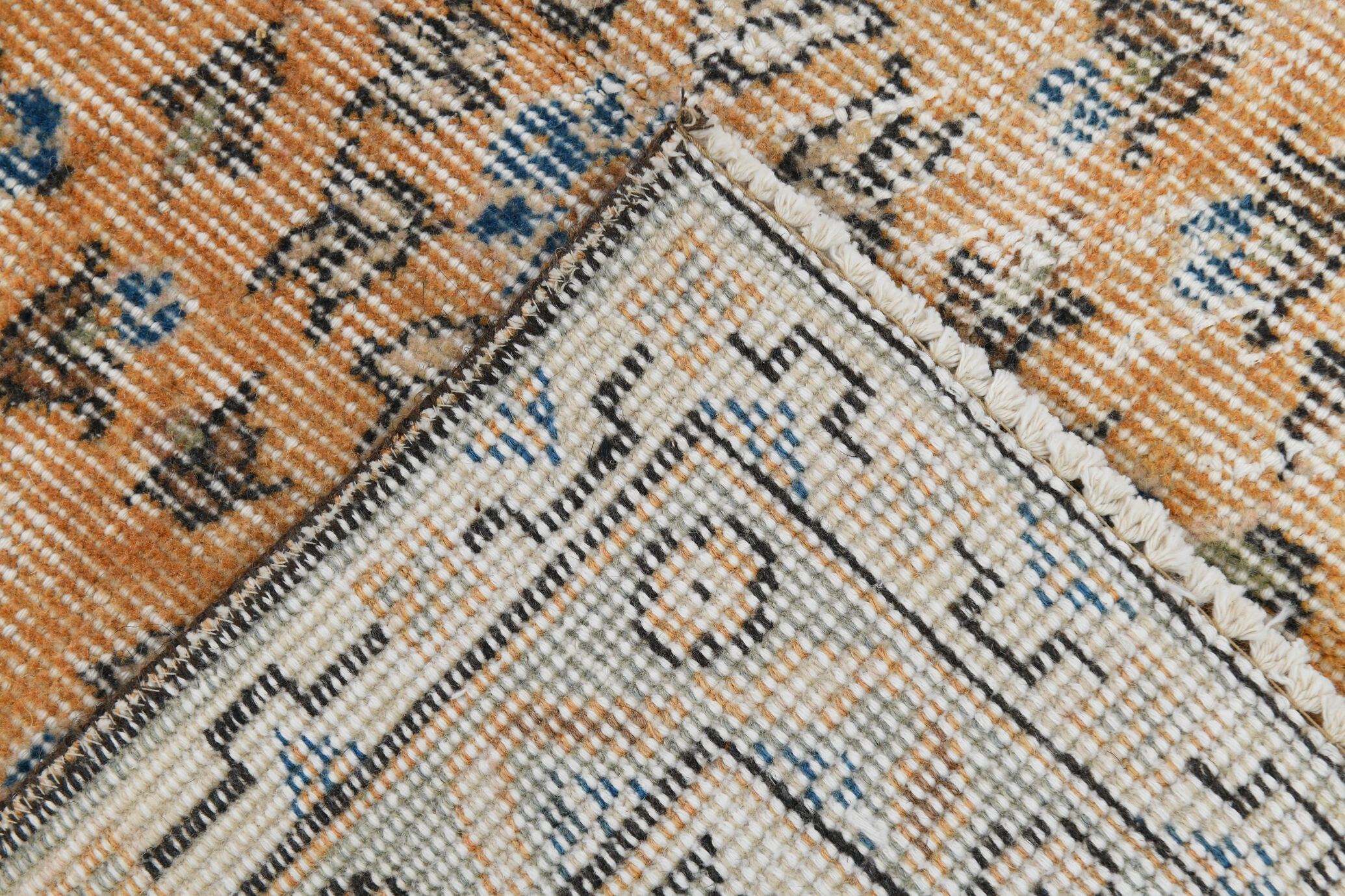 8x12 handmade orange foloral turkish rug 383x257cm