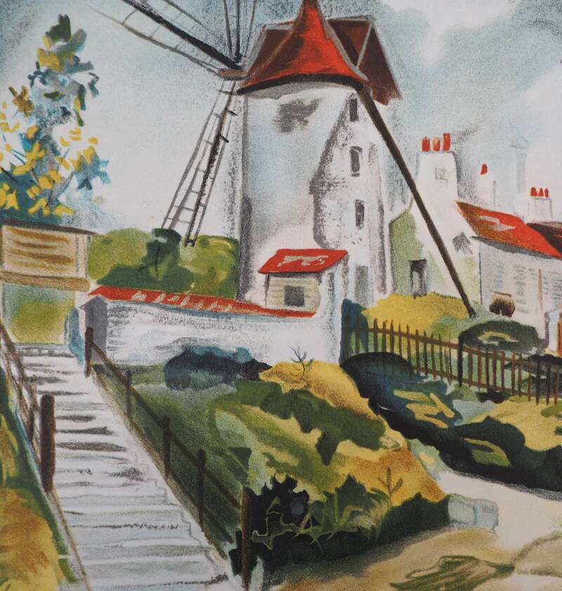 Maurice Utrillo: The Three Mills in Montmartre, signed lithograph