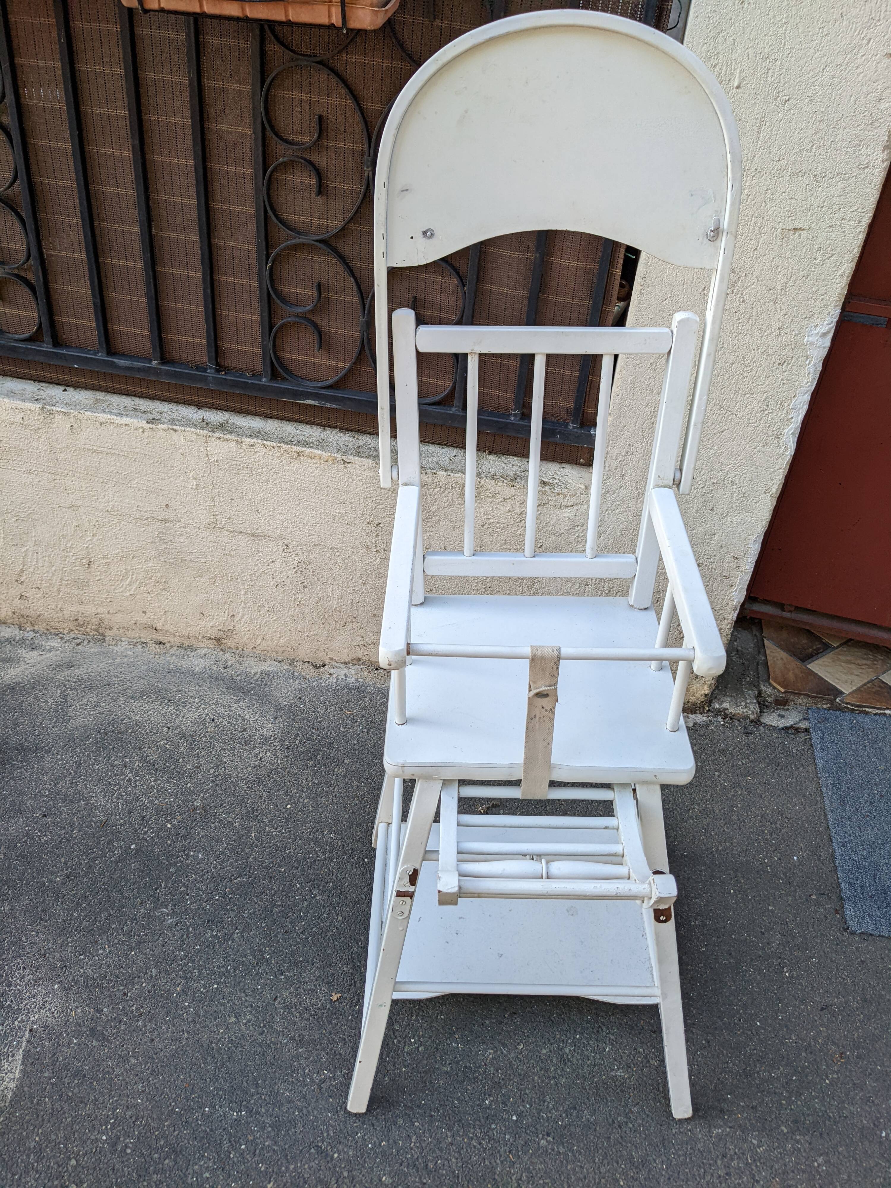 Baby chair high chair made of vintage wood