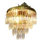 3-light bronze crystal ceiling light