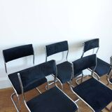 Lot of 6 velvet and chrome chairs Roche bobois