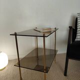 Modernist brass and smoked glass table - 1970s gallery style.