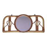 Rattan coat rack and vintage mirror