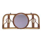 Rattan coat rack and vintage mirror
