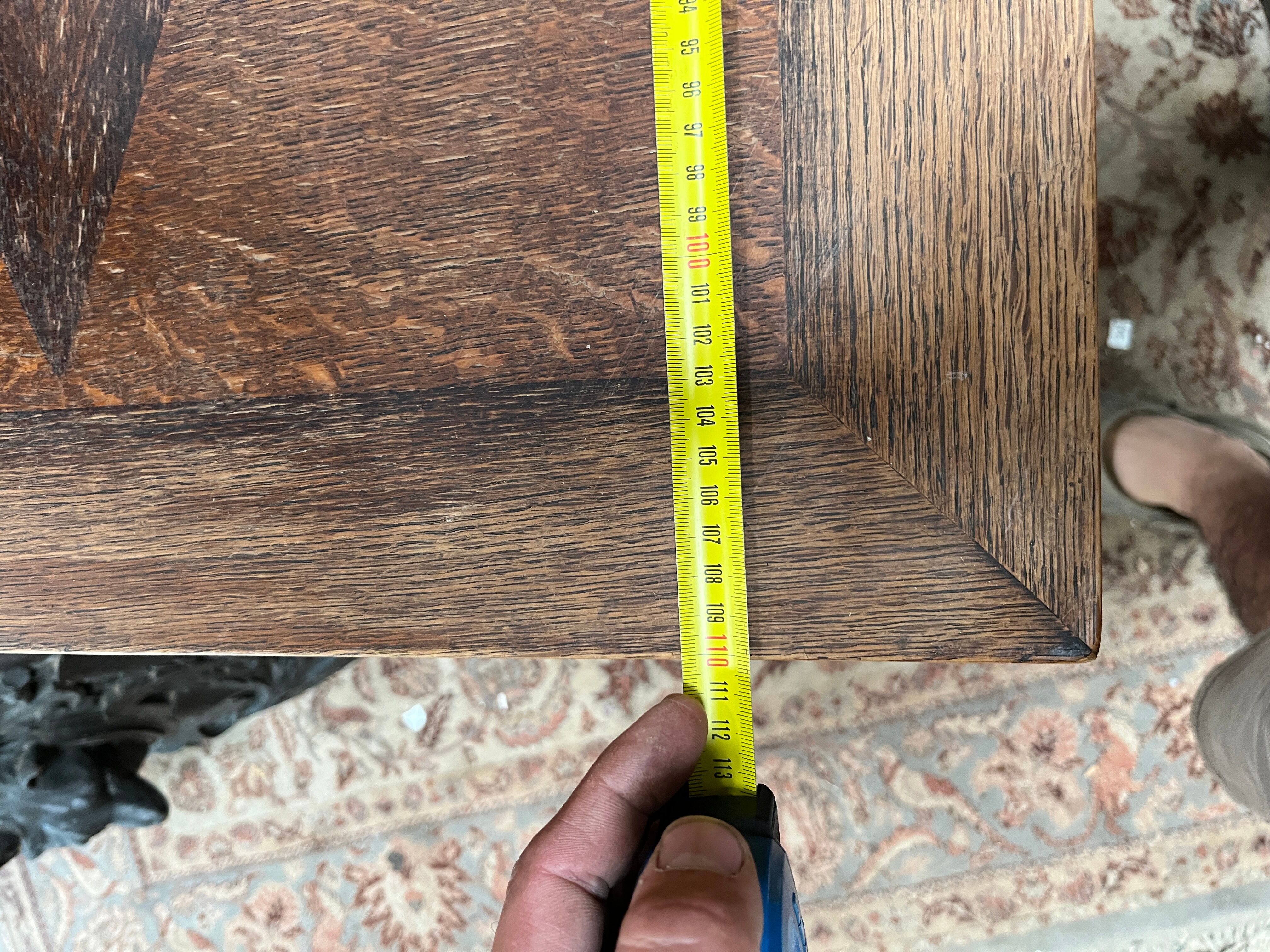 Spanish style table in carved wood and wrought iron