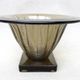 Art Deco bowl in smoked glass with geometric patterns
