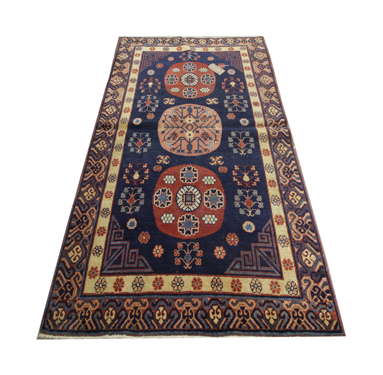Handwoven antique wool khotan rug- 119x286cm