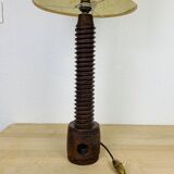 Brutalist folk art lamp 73 cm, turned wood