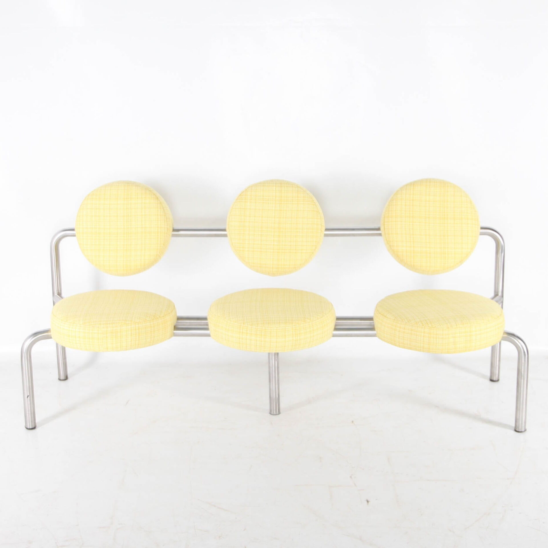 Chrome and fabric bench