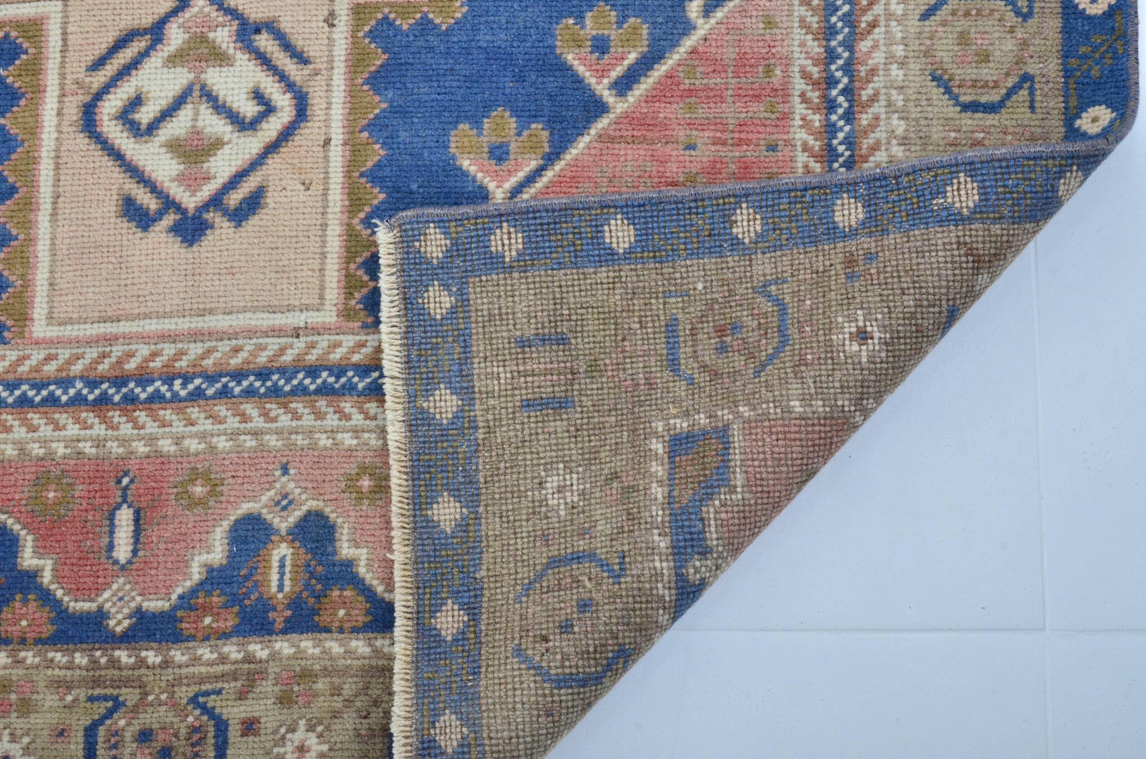 tan and Blue Oushak Turkish Carpet sku 3127