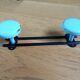 Wall coat rack with 2 vintage hooks from the 60s and 70s