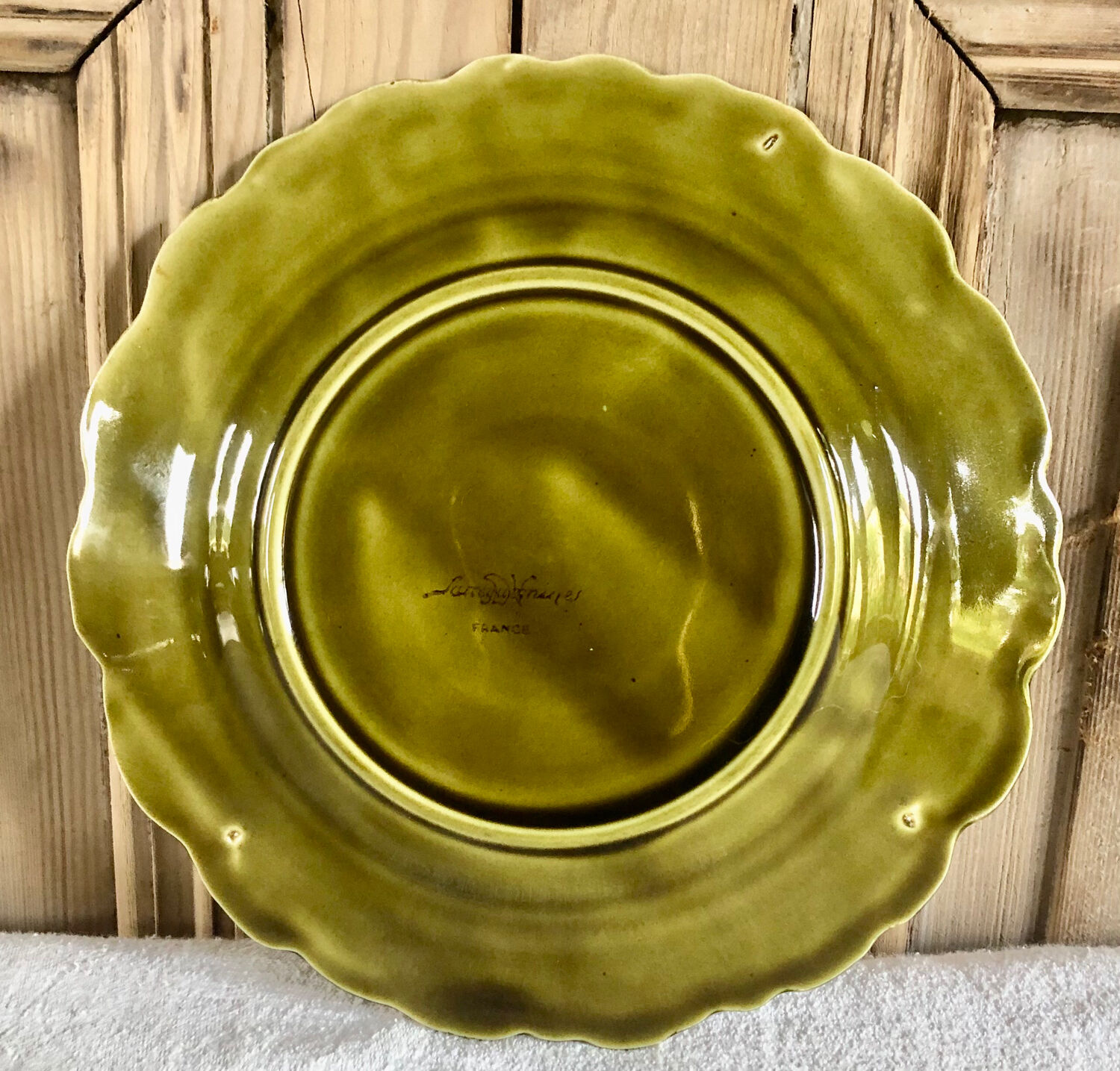 6 old Sarreguemines slip plates