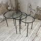 50s metal and glass nesting coffee tables