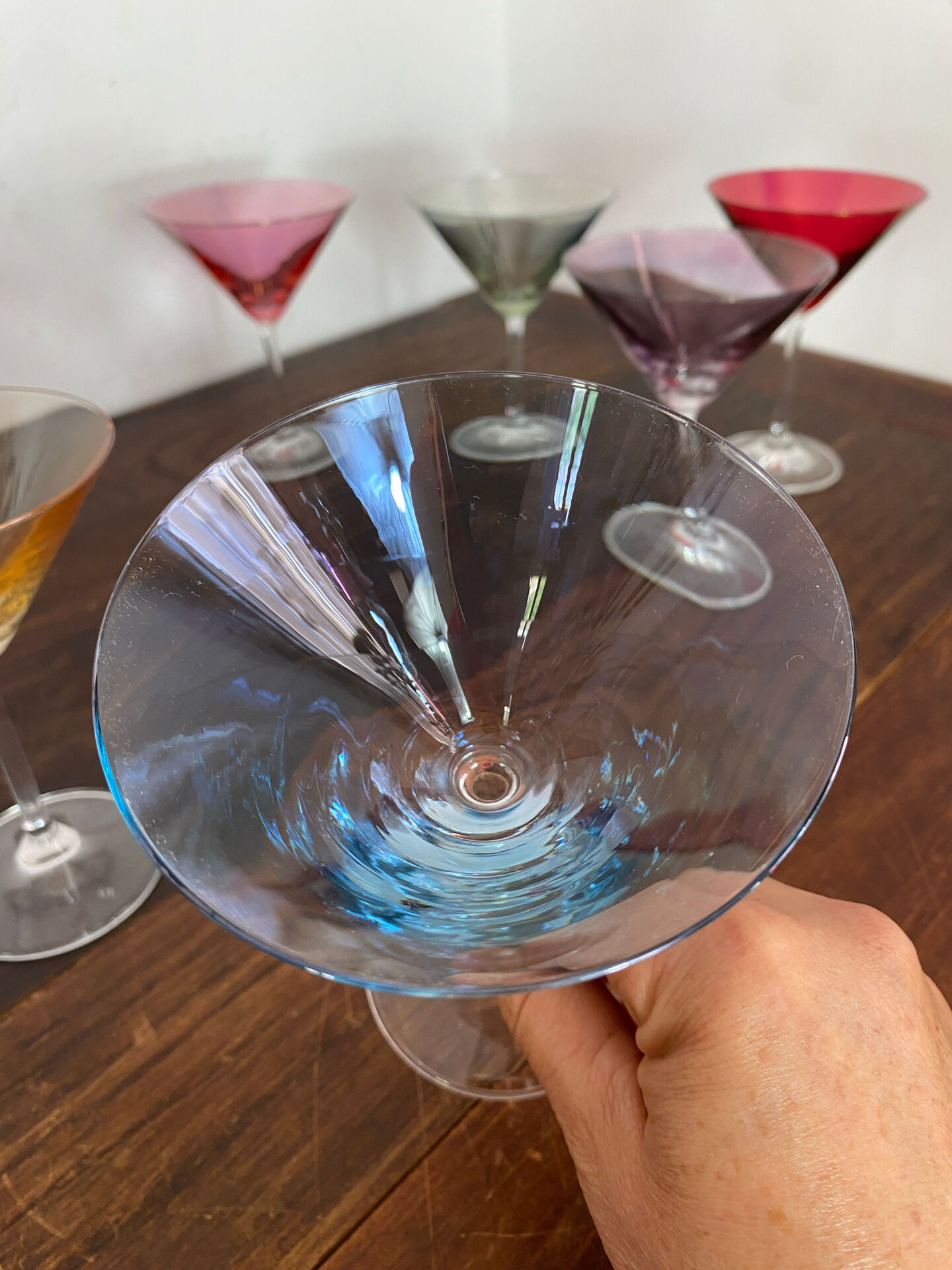 Cocktail glasses in glass