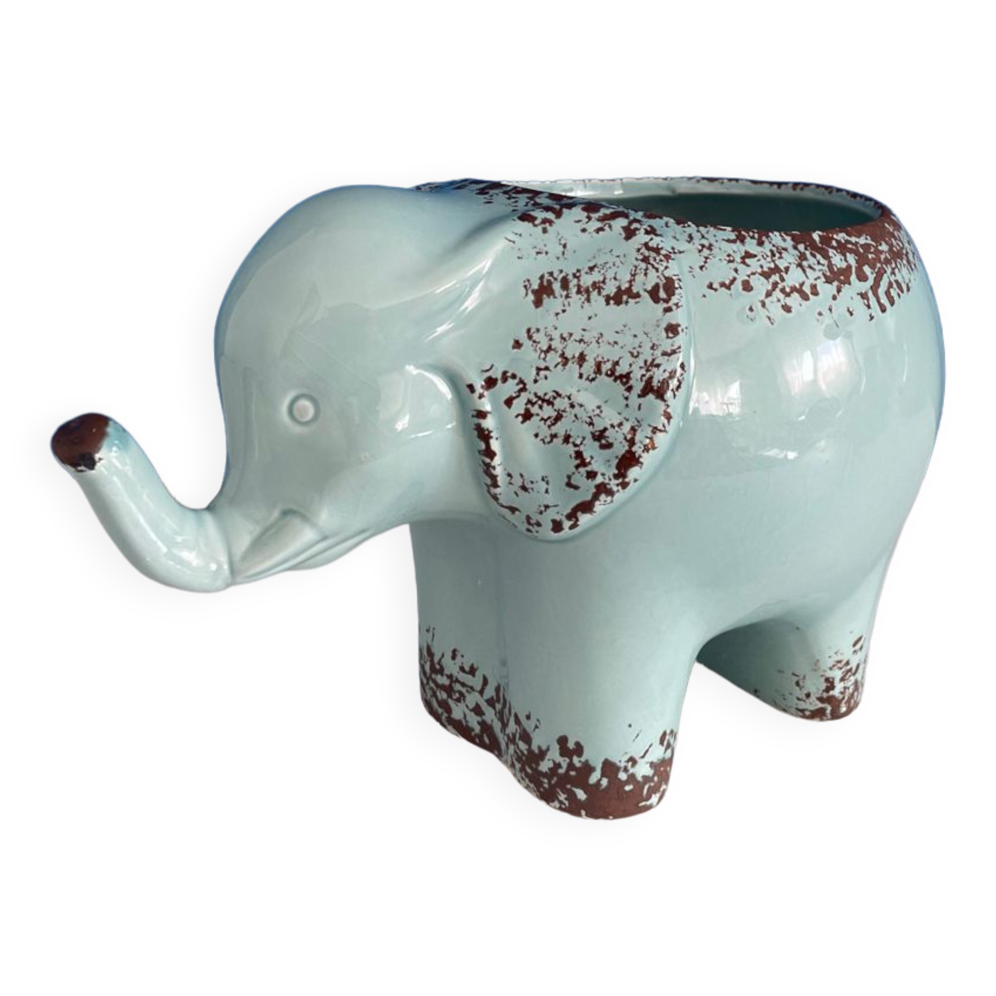 Enamelled elephant pot cover