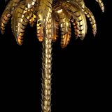 "jansen" style lamp in the shape of a palm tree in golden metal, 181 cm tall