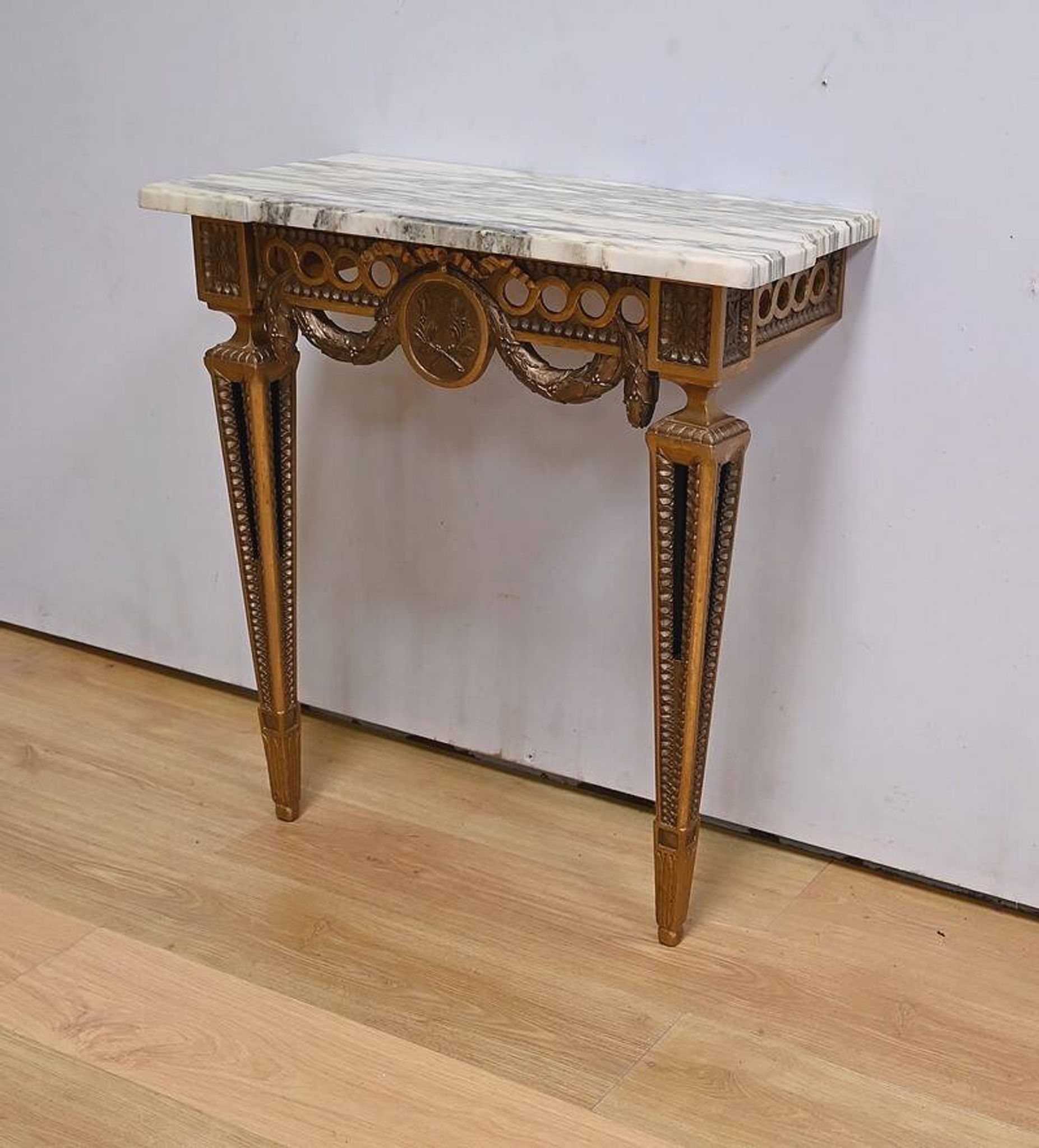 Small Carved Wood Wall Console, Louis XVI style, Napoleon III period – Mid-19th century
