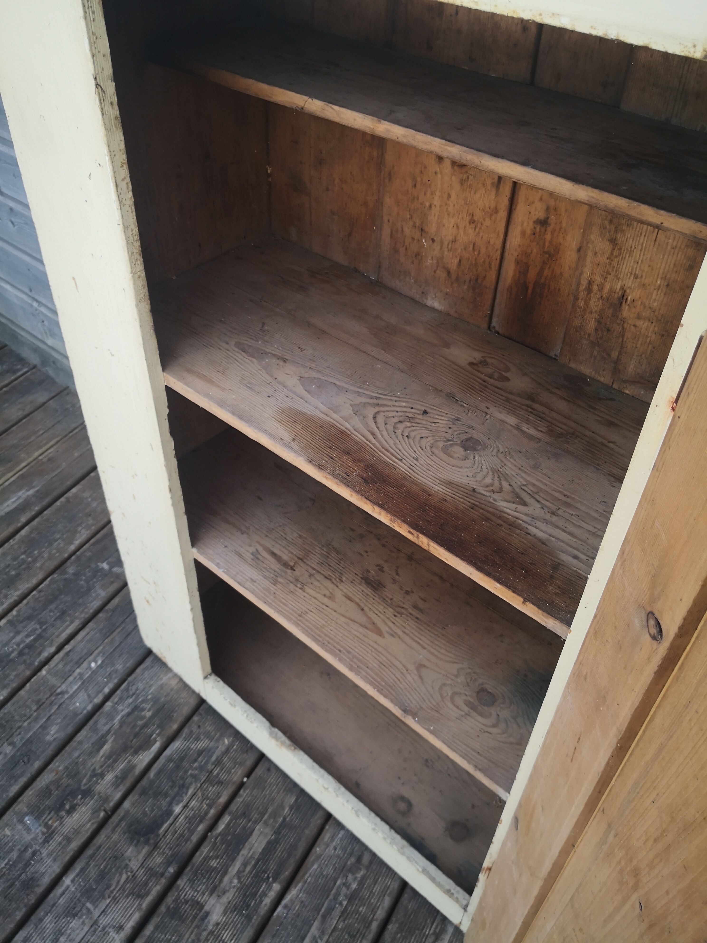 Vintage wooden pantry, old kitchen furniture