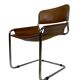 vintage dining room chair in cognac leather and chrome 1970s Italy