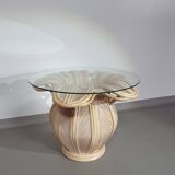 Table d'appoint en roseau fendu / roseau crayon / rotin / cloche en bambou.