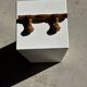 Small coat hook with two round flat button pegs in pine H8.