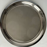 Circular silver metal tray