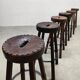 Vintage Spanish leather barstools 'Brutalism'