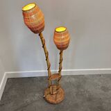 Louis Sognot rattan and wicker floor lamp, France, 1960s