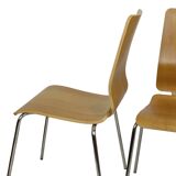 Vintage Set of 4 IKEA Gilbert Chairs Curved Oak Plywood 1999