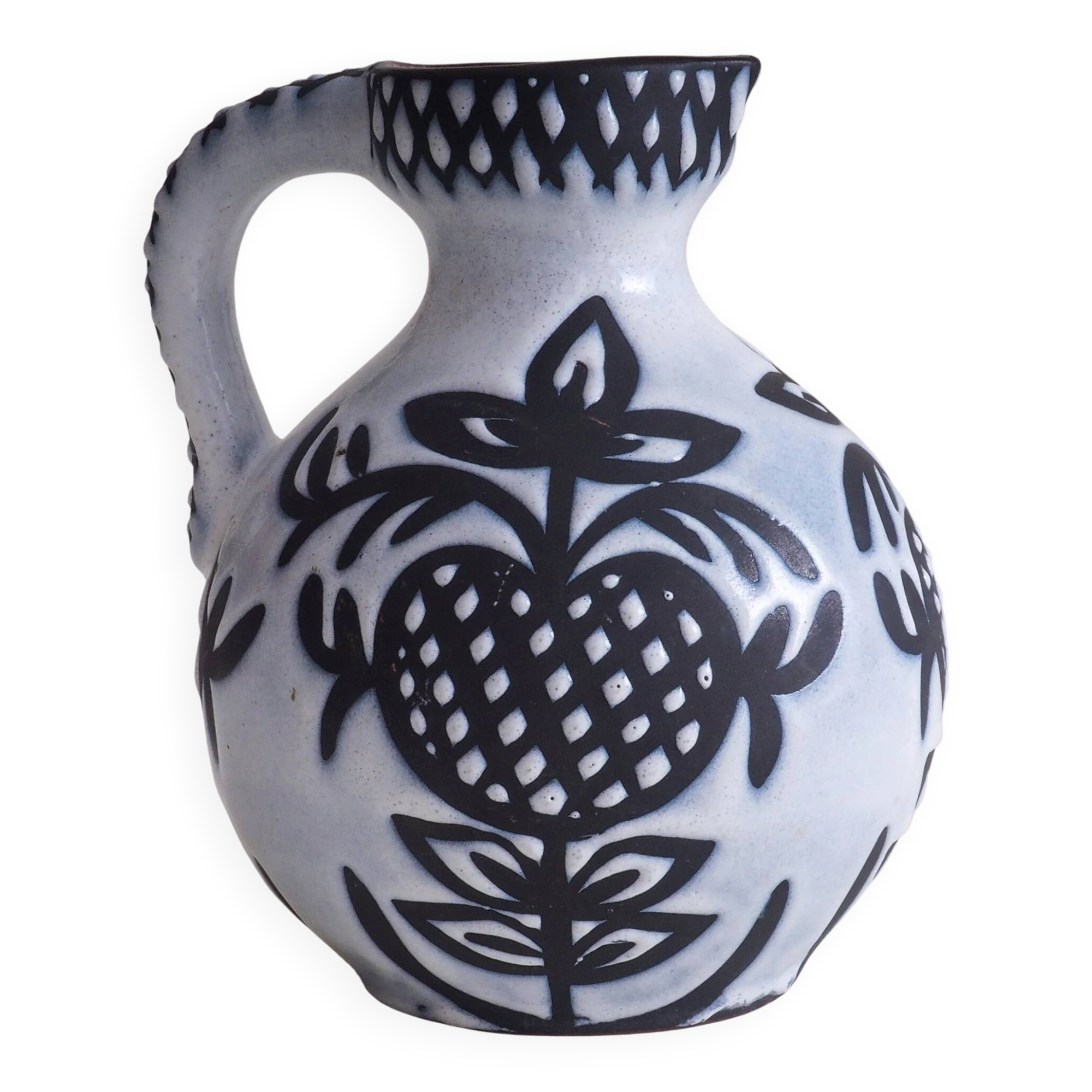 60s ceramic black & white jug