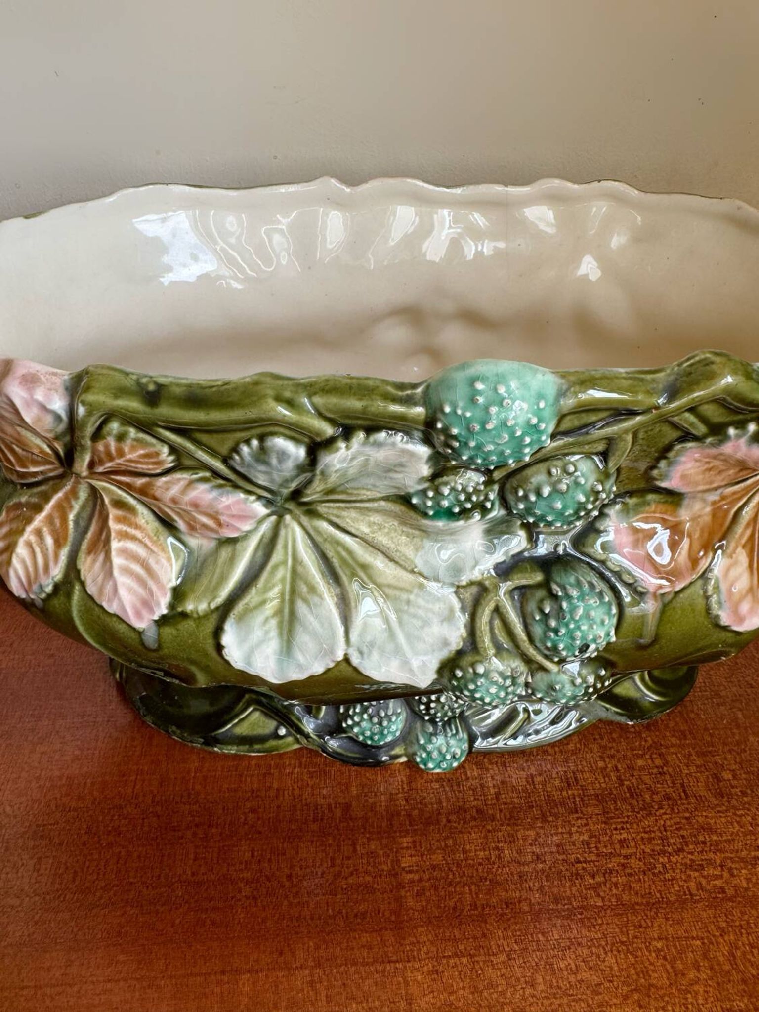 Old Art Nouveau majolica planter