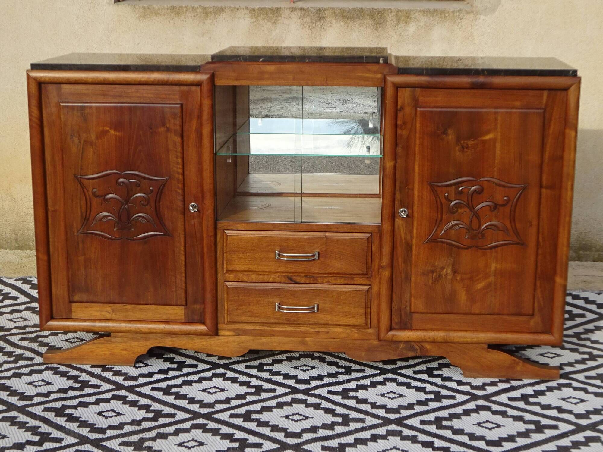 Art Deco enfilade in solid walnut