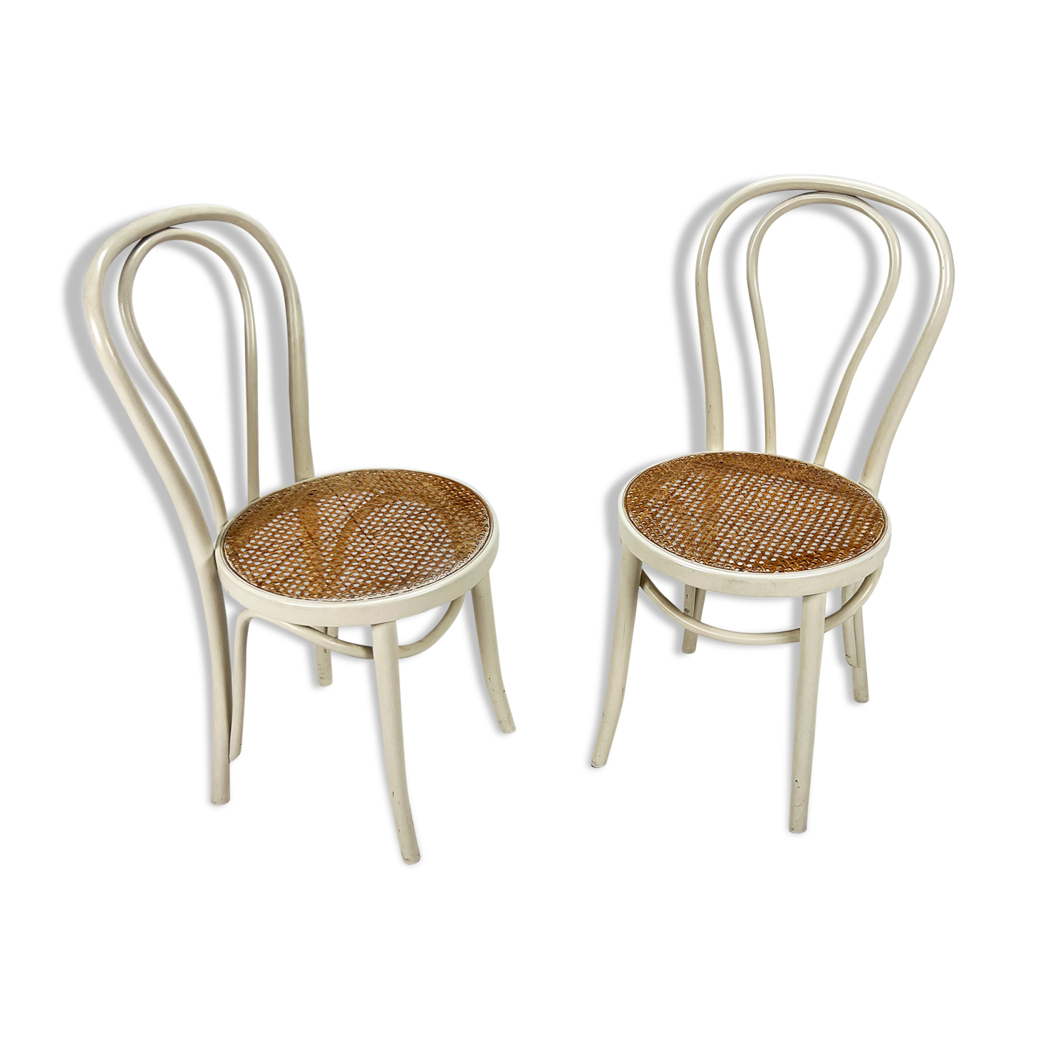 Set of 2 Mid Century Zpm Radomsko Bentwood and Cane Dining Chairs, 1960s