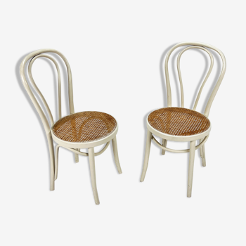 Set of 2 Mid Century Zpm Radomsko Bentwood and Cane Dining Chairs, 1960s
