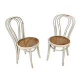 Set of 2 Mid Century Zpm Radomsko Bentwood and Cane Dining Chairs, 1960s
