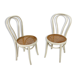 2 chaises en bois courbé et canne Zpm, années 1960
