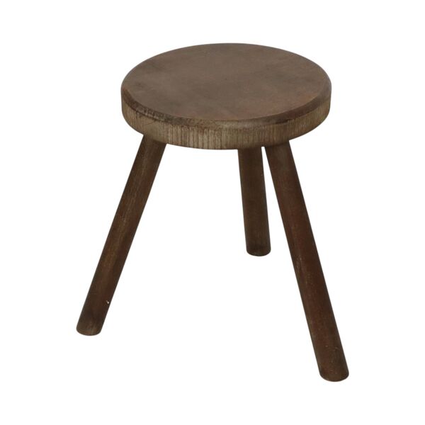 Tabouret tripode rustique ancien, tabouret à lait, style brutaliste