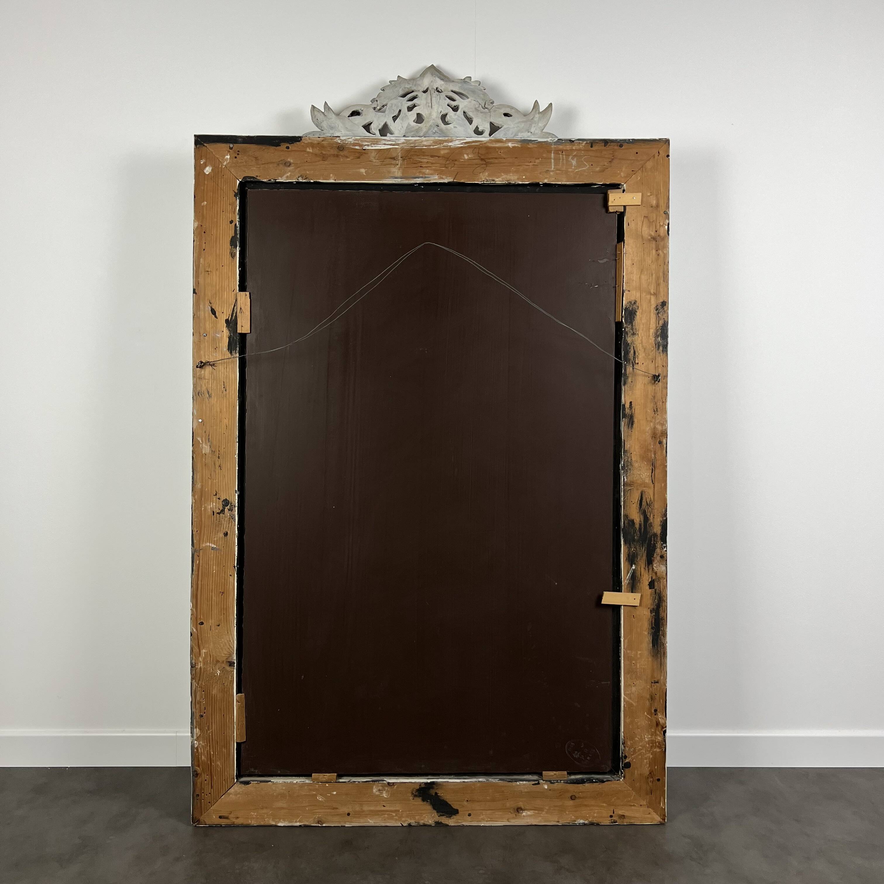 Grand miroir Venitien aux Cygnes, Glace Murano du XIXe siècle biseauté 133