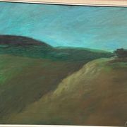 Original Swedish Oil on Canvas – "Landscape" by Dina Mortensen – Signed DM – Vintage and Framed – 53 × 45.5 cm (20.9" × 17.9")
