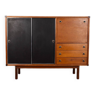 Buffet haut en bois vintage des années 60 conçu par G. COSLIN pour 3V ARREDAMENTI