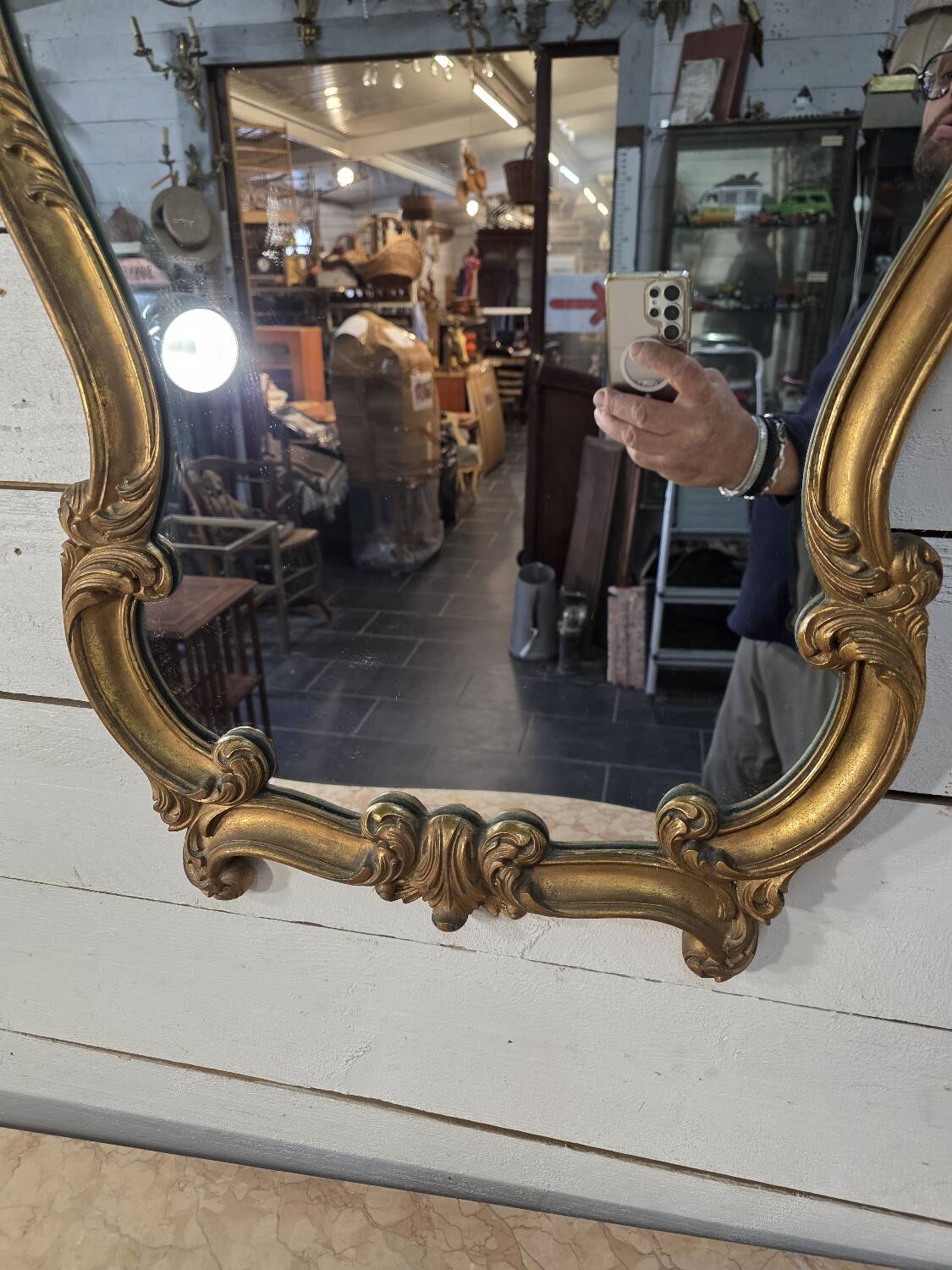 Louis XV style gilded mirror, mid-20th century, 89×54cm