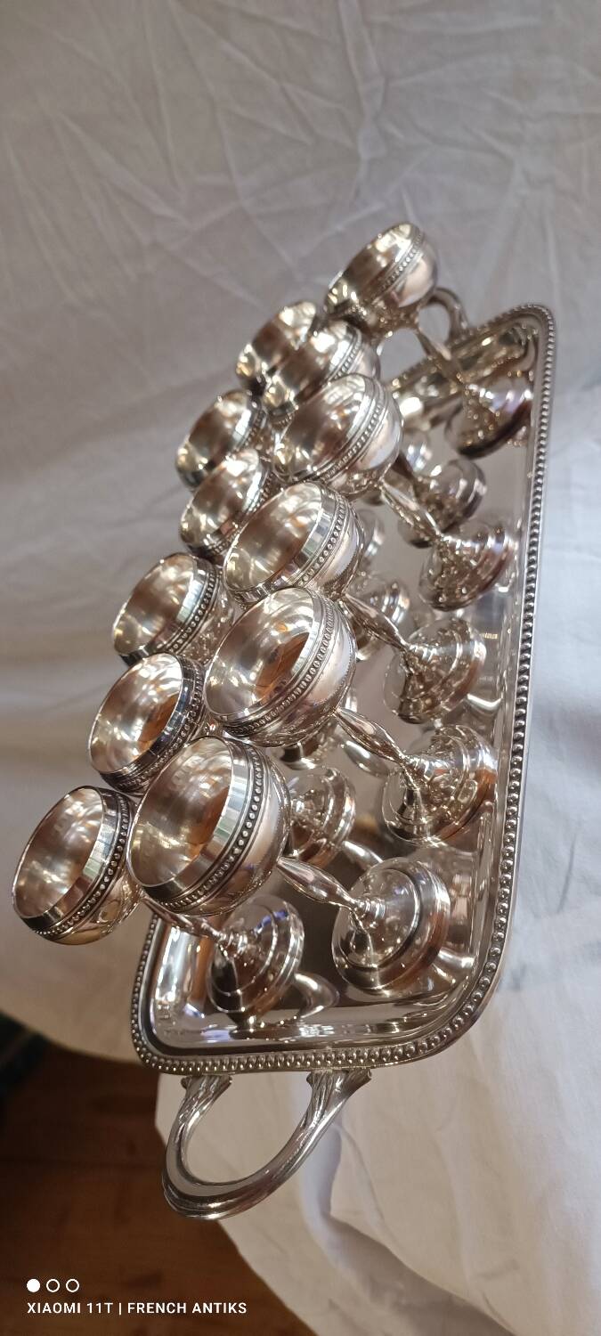 Silver-plated metal liqueur service, Roux Marquiant Silversmithing